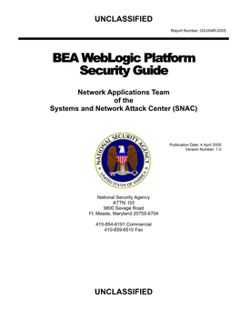BEA Weblogic Platform Security Guide