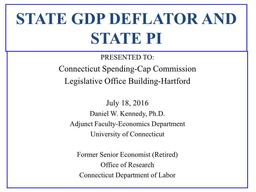 Daniel Kennedy State GDP Deflator and State Personal Income