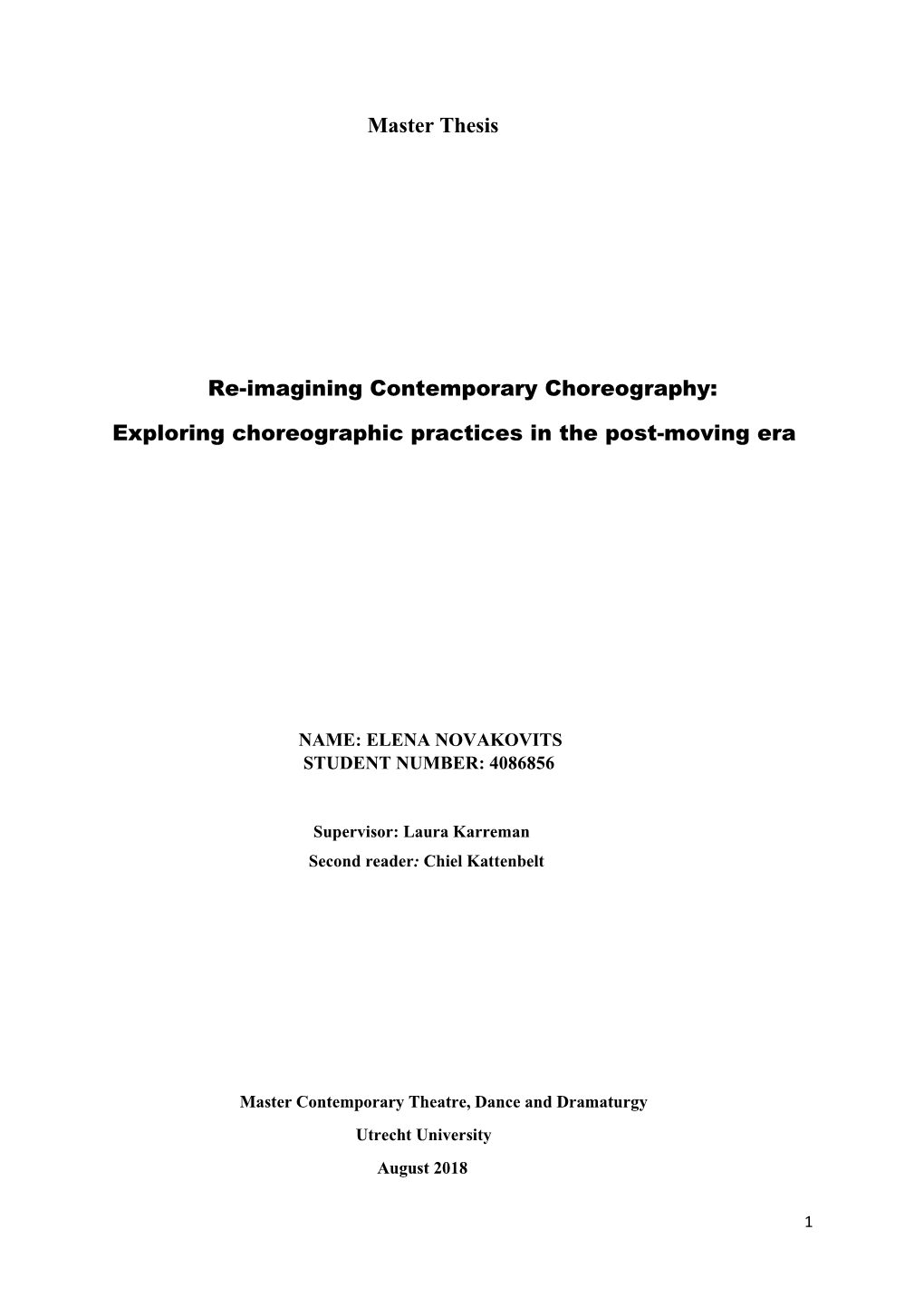 Master Thesis Re-Imagining Contemporary Choreography