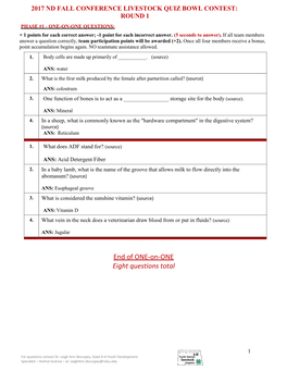 Example Questions from the ND Fall Conference Livestock Quiz Bowl