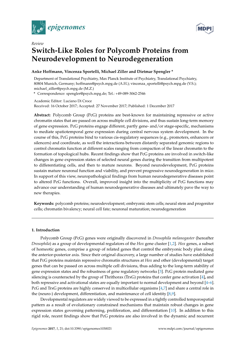 Switch-Like Roles for Polycomb Proteins from Neurodevelopment to Neurodegeneration