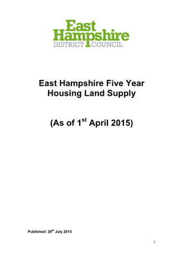 East Hampshire Five Year Housing Land Supply