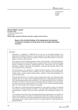 Human Rights Council Report of the Detailed Findings of the Independent