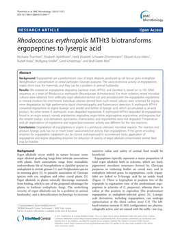 Rhodococcus Erythropolis Mtht3 Biotransforms Ergopeptines To