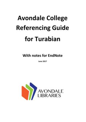 Avondale College Referencing Guide for Turabian