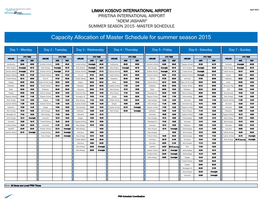 Capacity Allocation of Master Schedule for Summer Season 2015