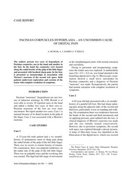 Case Report Pacinian Corpuscles Hyperplasia