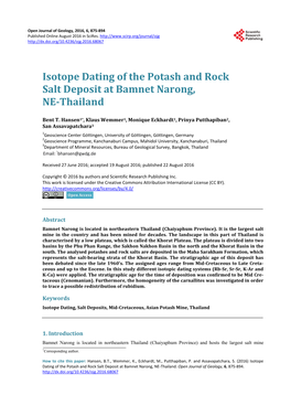 Isotope Dating of the Potash and Rock Salt Deposit at Bamnet Narong, NE-Thailand