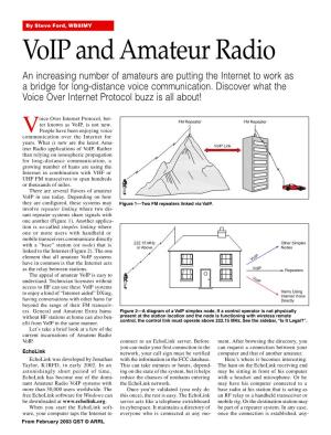 Voip and Amateur Radio an Increasing Number of Amateurs Are Putting the Internet to Work As a Bridge for Long-Distance Voice Communication