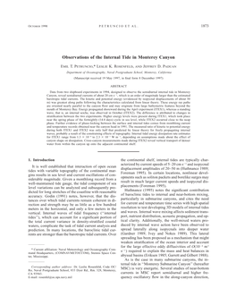 Observations of the Internal Tide in Monterey Canyon