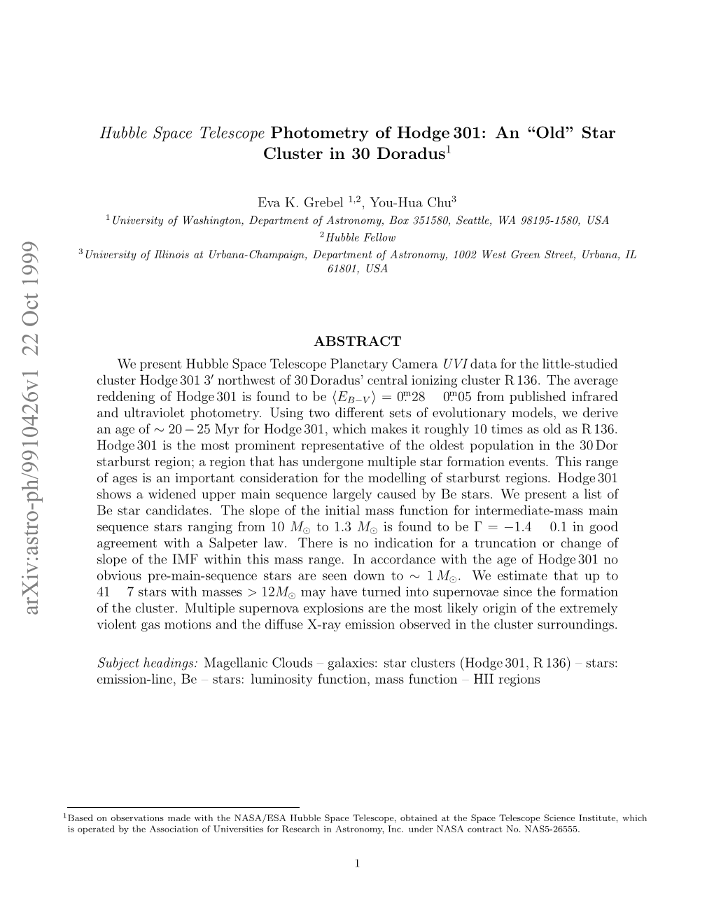 Hubble Space Telescope Photometry of Hodge 301: An