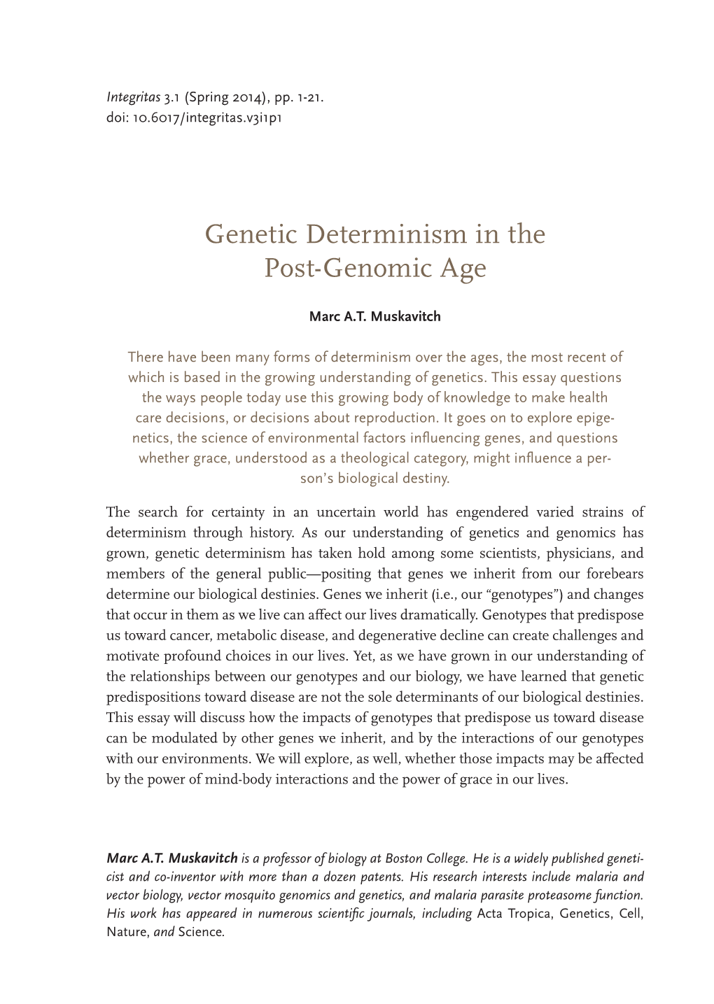 Genetic Determinism in the Post-Genomic Age