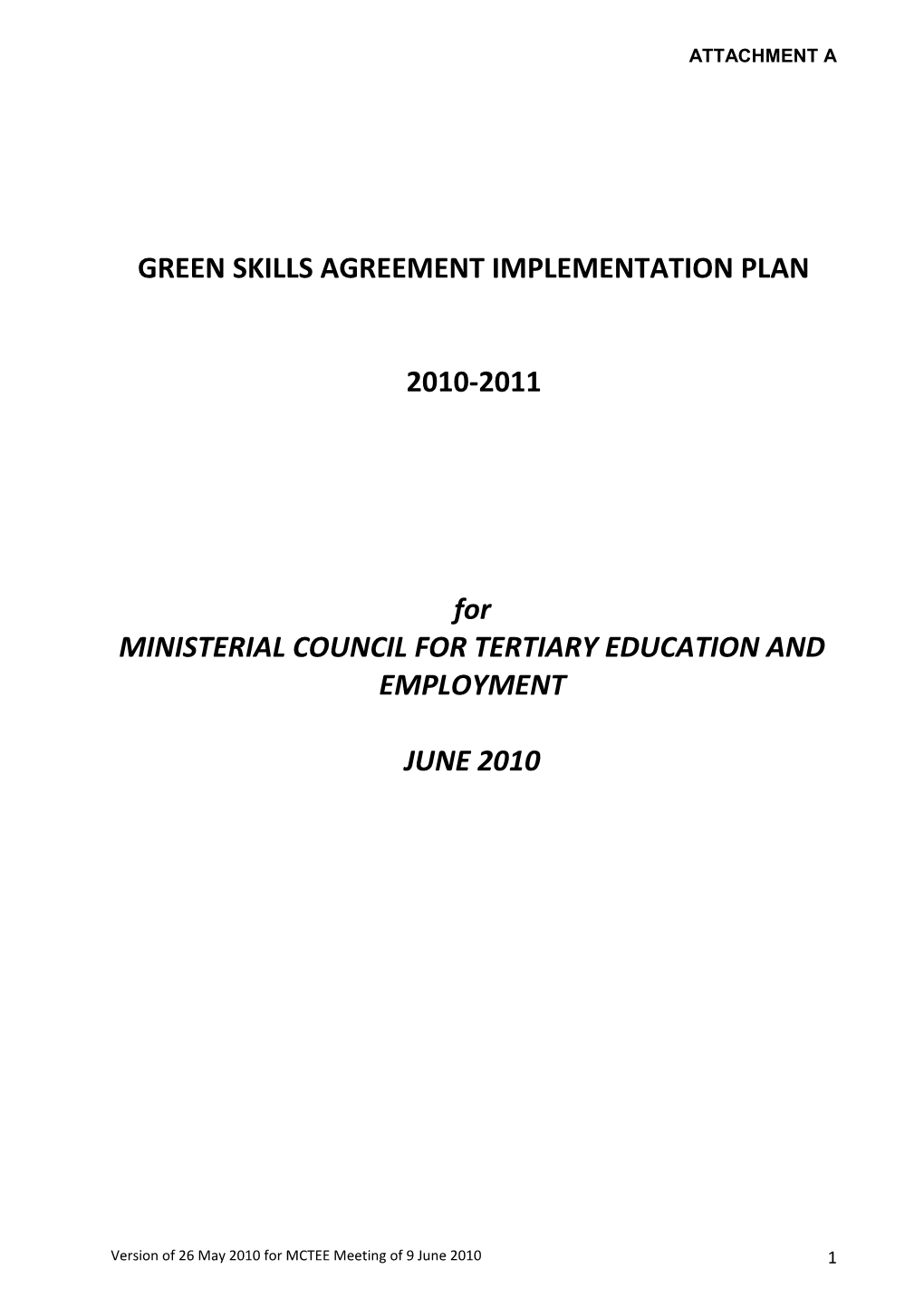 Green Skills Agreement Implementation Plan