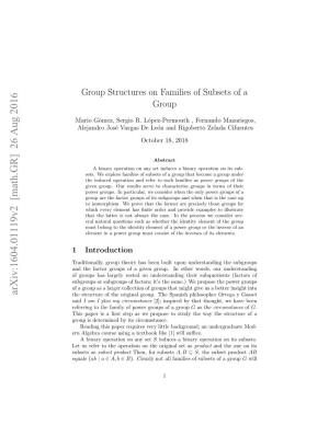 Group Structures on Families of Subsets of a Group