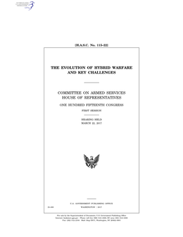 Evolution of Hybrid Warfare and Key Challenges, Committee on Armed