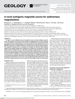 A Novel Authigenic Magnetite Source for Sedimentary Magnetization Zhiyong Lin1,2,3*, Xiaoming Sun1,3,4,5*, Andrew P