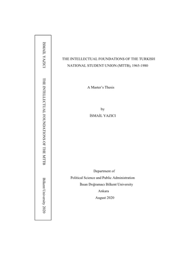 The Intellectual Foundations of the Turkish National Student Union (Mttb), 1965-1980