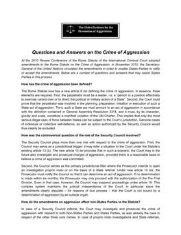 Questions and Answers on the Crime of Aggression