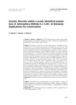 Tion of Adenophora Liliifolia (L.) A.DC