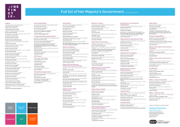 Full List of Her Majesty's Government Correct As