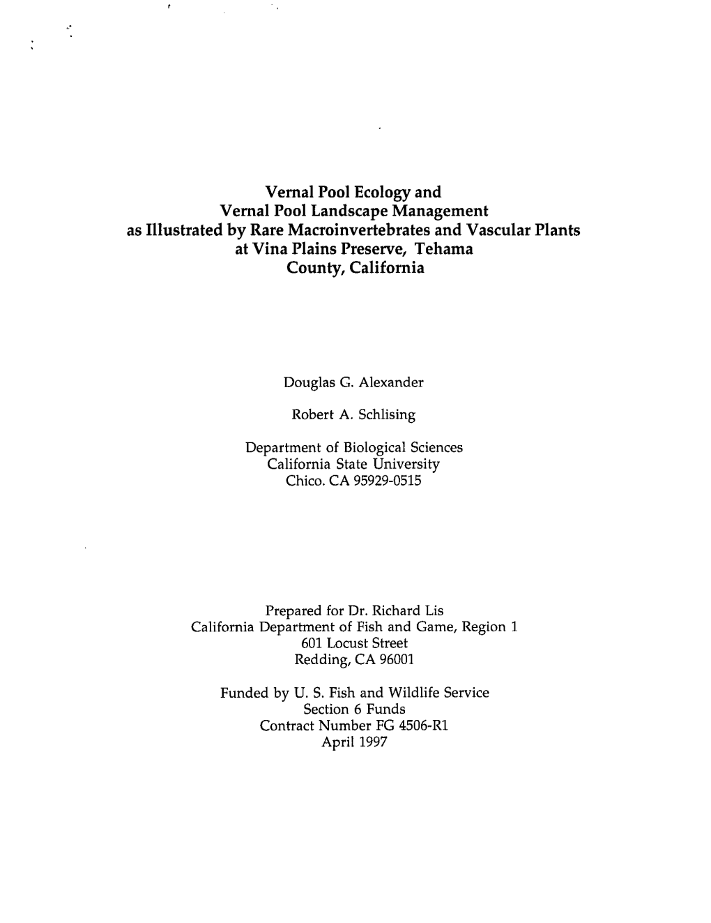 Vernal Pool Ecology and Vernal Pool Landscape Management As