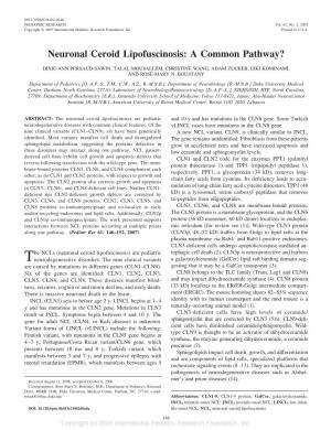 Neuronal Ceroid Lipofuscinosis: a Common Pathway?