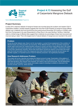 Project 4.13 Assessing the Gulf of Carpentaria Mangrove Dieback