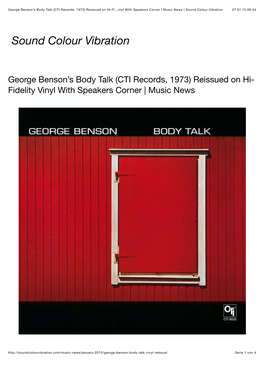 George Benson's Body Talk (CTI Records, 1973) Reissued on Hi