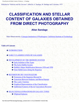 Classification & Stellar Content of Galaxies