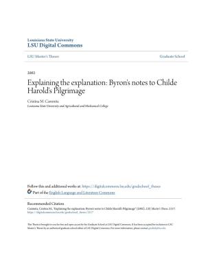 Byron's Notes to Childe Harold's Pilgrimage Cristina M
