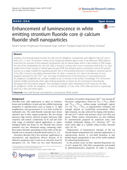 Enhancement of Luminescence in White Emitting Strontium Fluoride Core @ Calcium Fluoride Shell Nanoparticles