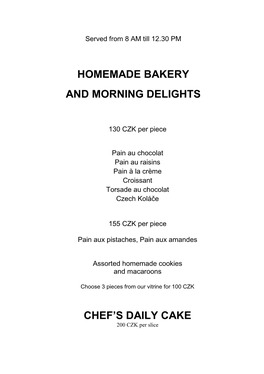 Homemade Bakery and Morning Delights Chef's