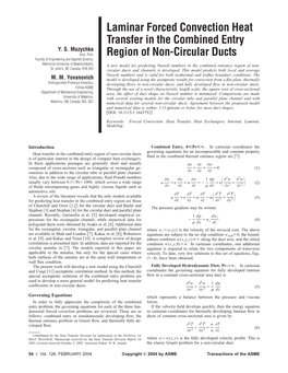 Laminar Forced Convection Heat Transfer in the Combined Entry Y