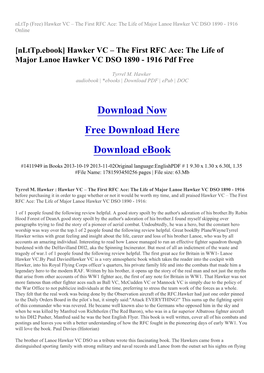 The Life of Major Lanoe Hawker VC DSO 1890 - 1916 Online