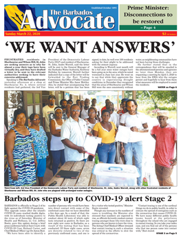 Barbados Steps up to COVID-19 Alert Stage 2