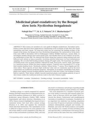 Medicinal Plant Exudativory by the Bengal Slow Loris Nycticebus Bengalensis