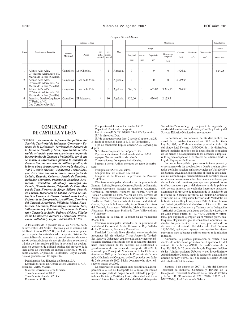 BOE 201 De 22/08/2007 Sec 5 Pag 10116 a 10190