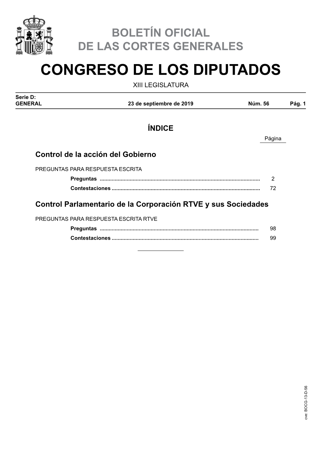 Boletín Oficial De Las Cortes Generales Congreso De Los Diputados Xiii Legislatura