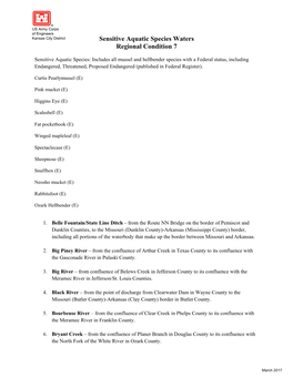 Missouri Regional Condition 7 Sensitive Aquatic Species Waters