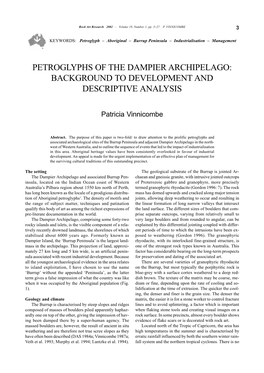 Petroglyphs of the Dampier Archipelago: Background to Development and Descriptive Analysis