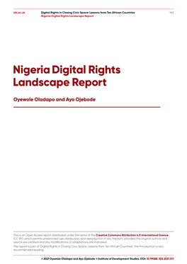 Nigeria Digital Rights Landscape Report