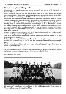 SG Alpenrod/Lochum/Nistertal/Unnau Ausgabe September2010 Die Mannschaft Bedankt Sich Noch Mal Ganz Herzlich Bei Dirk Lichenthäl