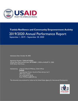 2019/2020 Annual Performance Report September 1, 2019 – September 30, 2020