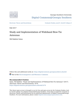 Study and Implementation of Wideband Bow-Tie Antennas