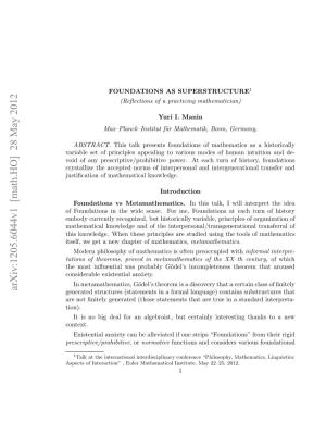 Arxiv:1205.6044V1 [Math.HO] 28 May 2012 Prescriptive/Prohibitive Context