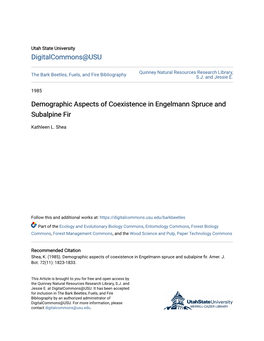 Demographic Aspects of Coexistence in Engelmann Spruce and Subalpine Fir