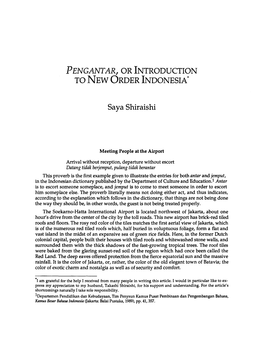 Pengantar, Or Introduction to New Order Indonesia' Saya Shiraishi