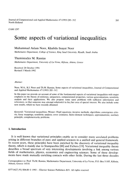 Some Aspects of Variational Inequalities