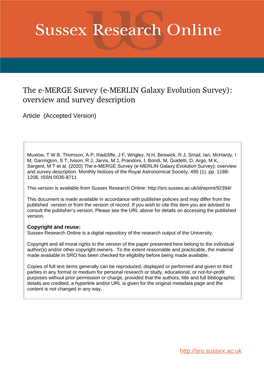(Emerlin Galaxy Evolution Survey): Overview and Survey Description