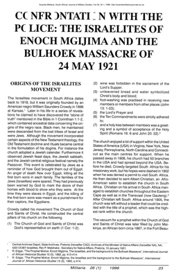 The Israelites of Enoch Mgijima and the Bulhoek Massacre of 24 May 1921